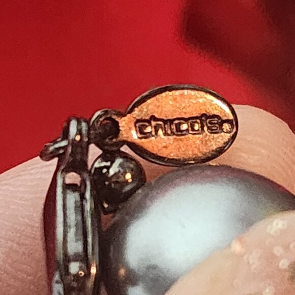 Chico's Gunmetal Filigree Crystal Ball Pewter Silver Faux Pearl 41" Necklace - Picture 15 of 16